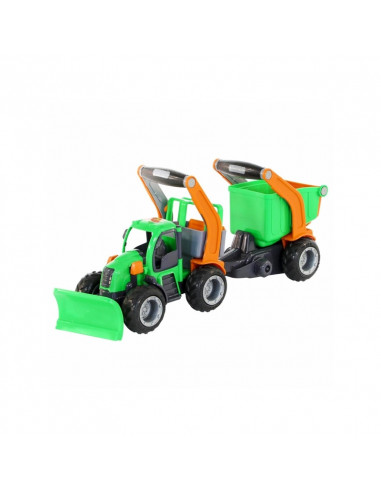 Tractor cu plug si remorca-bazin - GripTrac, 51x14x20 cm