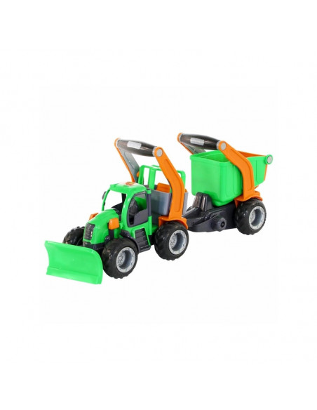 Tractor cu plug si remorca-bazin - GripTrac, 51x14x20 cm