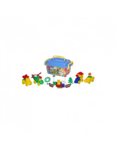 Set cuburi+jucarii, 128pcs/cutie, 37x24x21 cm, POLESIE,56153 Set cuburi+jucarii, 128pcs/cutie, 37x24x21 cm, POLESIE,56153