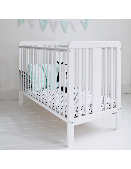 Patut bebe din lemn masiv, Star Baby Alb, 120 x 60