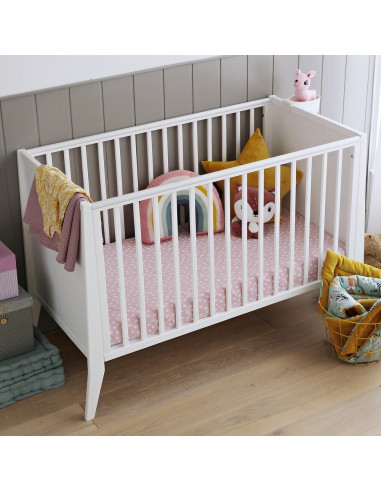 Patut bebe din lemn masiv, Slim Alb, 120 x 60 cm,slim_cot_white