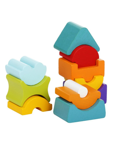 KC-12862,Jucarie din lemn, cubika, set constructii turn 11 piese
