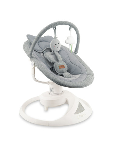 KC-BULE00040,Balansoar electric pentru bebelusi cu sezut rotativ 360 grade, momi pearl - grey