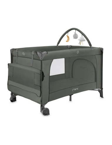 KC-LOZE00025,Patut pliabil cu doua nivele si masuta de infasat, 60x120 cm, momi, belove plus - green