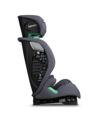 BN-LO-IGO_I-SIZE_GREY_GRAPHITE,Scaun auto, Lionelo, i-Size Igo, 100- 150 cm, Cu isofix, Protectie laterala, Ajustare spatar in 2