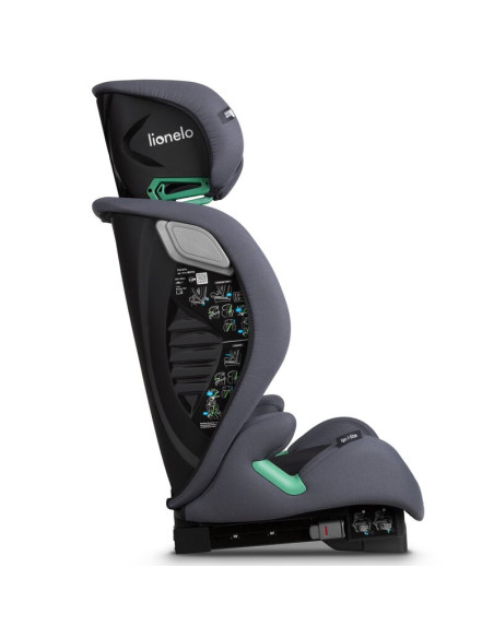 BN-LO-IGO_I-SIZE_GREY_GRAPHITE,Scaun auto, Lionelo, i-Size Igo, 100- 150 cm, Cu isofix, Protectie laterala, Ajustare spatar in 2