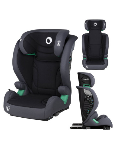 BN-LO-IGO_I-SIZE_GREY_GRAPHITE,Scaun auto, Lionelo, i-Size Igo, 100- 150 cm, Cu isofix, Protectie laterala, Ajustare spatar in 2