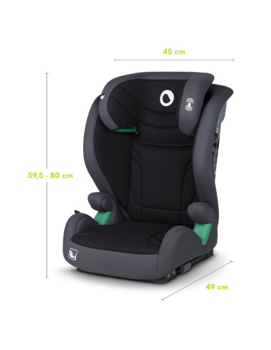 BN-LO-IGO_I-SIZE_GREY_GRAPHITE,Scaun auto, Lionelo, i-Size Igo, 100- 150 cm, Cu isofix, Protectie laterala, Ajustare spatar in 2