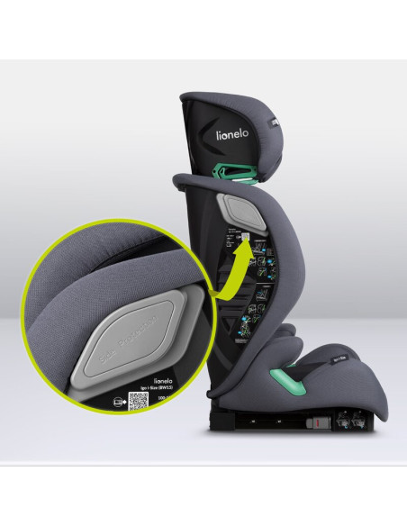BN-LO-IGO_I-SIZE_GREY_GRAPHITE,Scaun auto, Lionelo, i-Size Igo, 100- 150 cm, Cu isofix, Protectie laterala, Ajustare spatar in 2