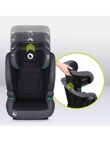 BN-LO-IGO_I-SIZE_GREY_GRAPHITE,Scaun auto, Lionelo, i-Size Igo, 100- 150 cm, Cu isofix, Protectie laterala, Ajustare spatar in 2