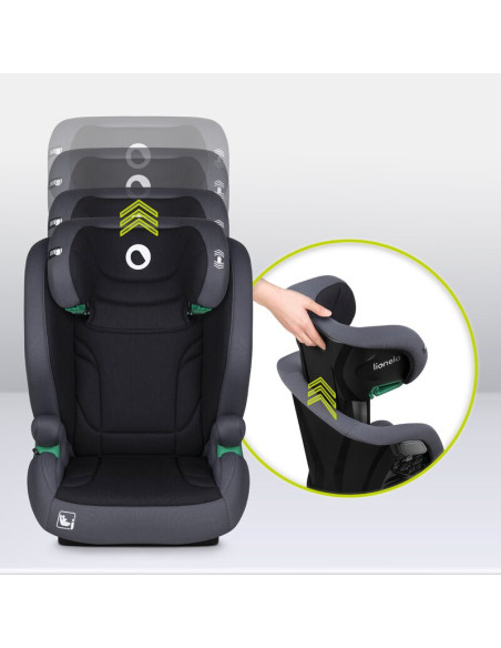 BN-LO-IGO_I-SIZE_GREY_GRAPHITE,Scaun auto, Lionelo, i-Size Igo, 100- 150 cm, Cu isofix, Protectie laterala, Ajustare spatar in 2