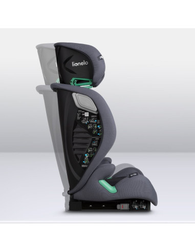 BN-LO-IGO_I-SIZE_GREY_GRAPHITE,Scaun auto, Lionelo, i-Size Igo, 100- 150 cm, Cu isofix, Protectie laterala, Ajustare spatar in 2