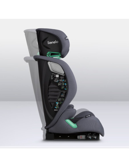 BN-LO-IGO_I-SIZE_GREY_GRAPHITE,Scaun auto, Lionelo, i-Size Igo, 100- 150 cm, Cu isofix, Protectie laterala, Ajustare spatar in 2