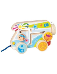 GOKI54839,Jucarie de tras din lemn Goki Rulota vesela 54839, 1+ ani