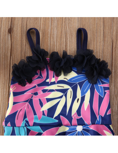 UP-drl47l26,Costum de baie mov cu frunze si floricele aplicate Drool (Marime: 130)