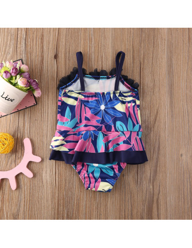 UP-drl47l26,Costum de baie mov cu frunze si floricele aplicate Drool (Marime: 130)