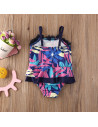 UP-drl47l26,Costum de baie mov cu frunze si floricele aplicate Drool (Marime: 130)