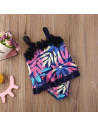 UP-drl47l26,Costum de baie mov cu frunze si floricele aplicate Drool (Marime: 130)