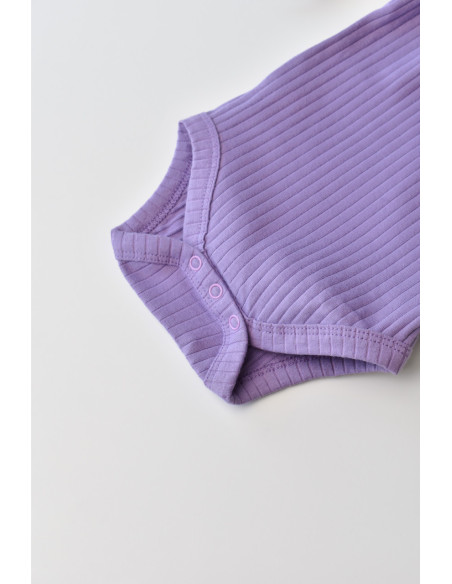 UP-BC-CSYR4302-3,Body Bebe Unisex cu maneca lunga din 95% bumbac organic cu 5% elastan - Mov, BabyCosy (Marime: 3-6 Luni)