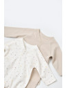 UP-BC-CSY5817-6,Set 2 salopetele cu maneca lunga si pantaloni lungi cu botosei - 100%bumbac organic - Ecru cu buline, BabyCosy (
