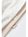 UP-BC-CSY5817-6,Set 2 salopetele cu maneca lunga si pantaloni lungi cu botosei - 100%bumbac organic - Ecru cu buline, BabyCosy (