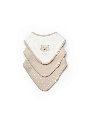 UP-BC-CSY8128,Set de 3 bavete pentru nou nascut, 100% bumbac organic, TeddyBear, BabyCosy