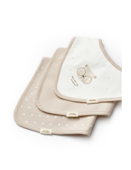 UP-BC-CSY8128,Set de 3 bavete pentru nou nascut, 100% bumbac organic, TeddyBear, BabyCosy