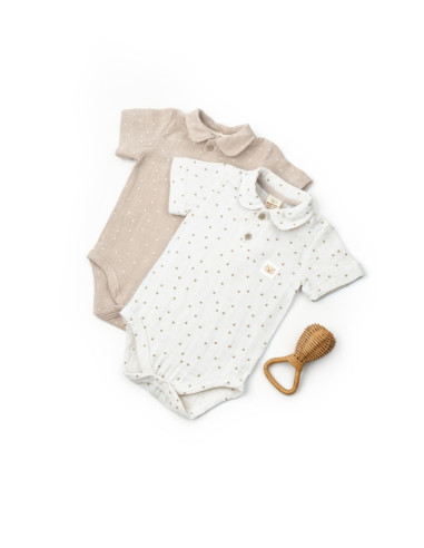 UP-BC-CSYM7100-6,Set 2 body-uri cu guler TeddyBear, BabyCosy, 100% bumbac (Marime: 6-9 luni)