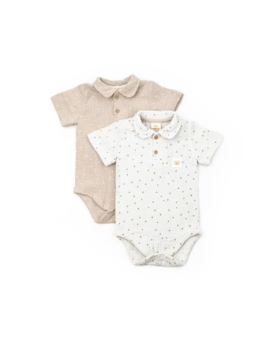 UP-BC-CSYM7100-6,Set 2 body-uri cu guler TeddyBear, BabyCosy, 100% bumbac (Marime: 6-9 luni)