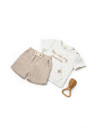 UP-BC-CSYM7101-18,Set tricou cu pantaloni scurti TeddyBear, 100% bumbac organic, BabyCosy (Marime: 18-24 Luni)