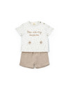UP-BC-CSYM7101-18,Set tricou cu pantaloni scurti TeddyBear, 100% bumbac organic, BabyCosy (Marime: 18-24 Luni)