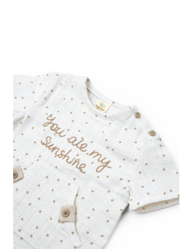 UP-BC-CSYM7101-18,Set tricou cu pantaloni scurti TeddyBear, 100% bumbac organic, BabyCosy (Marime: 18-24 Luni)