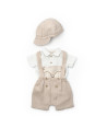 UP-BC-CSYM7102-3,Set tricou, salopeta si sapca TeddyBear, 100% bumbac organic, BabyCosy (Marime: 3-6 Luni)