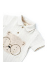 UP-BC-CSYM7102-3,Set tricou, salopeta si sapca TeddyBear, 100% bumbac organic, BabyCosy (Marime: 3-6 Luni)
