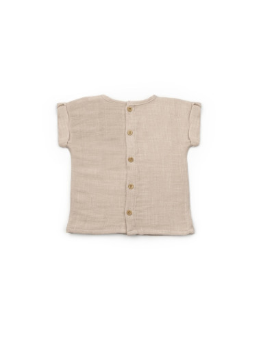 UP-BC-CSYM7103-12,Set tricou maro cu pantaloni scurti TeddyBear, 100% bumbac organic, BabyCosy (Marime: 12-18 Luni)