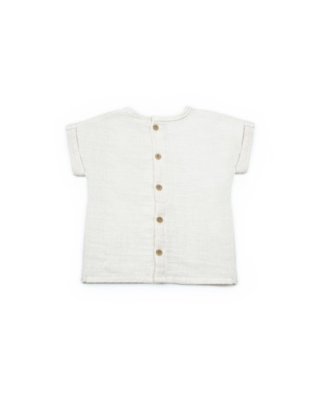 UP-BC-CSYM7104-9,Set tricou ecru cu pantaloni scurti TeddyBear, 100% bumbac organic, BabyCosy (Marime: 9-12 luni)