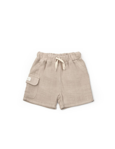 UP-BC-CSYM7104-3,Set tricou ecru cu pantaloni scurti TeddyBear, 100% bumbac organic, BabyCosy (Marime: 3-6 Luni)