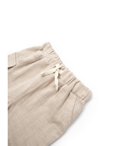 UP-BC-CSYM7104-3,Set tricou ecru cu pantaloni scurti TeddyBear, 100% bumbac organic, BabyCosy (Marime: 3-6 Luni)