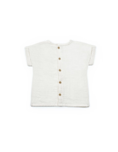 UP-BC-CSYM7104-18,Set tricou ecru cu pantaloni scurti TeddyBear, 100% bumbac organic, BabyCosy (Marime: 18-24 Luni)