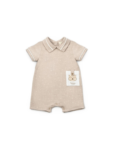 UP-BC-CSYM7105-3,Salopeta cu guler TeddyBear, BabyCosy, 100% bumbac organic (Marime: 3-6 Luni)