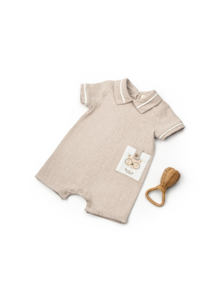UP-BC-CSYM7105-18,Salopeta cu guler TeddyBear, BabyCosy, 100% bumbac organic (Marime: 18-24 Luni)