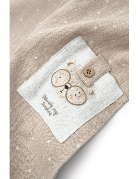 UP-BC-CSYM7105-18,Salopeta cu guler TeddyBear, BabyCosy, 100% bumbac organic (Marime: 18-24 Luni)