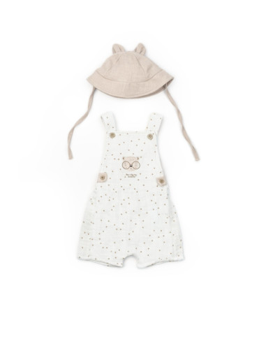 UP-BC-CSYM7106-9,Salopeta cu palariuta TeddyBear, BabyCosy, 100% bumbac organic (Marime: 9-12 luni)