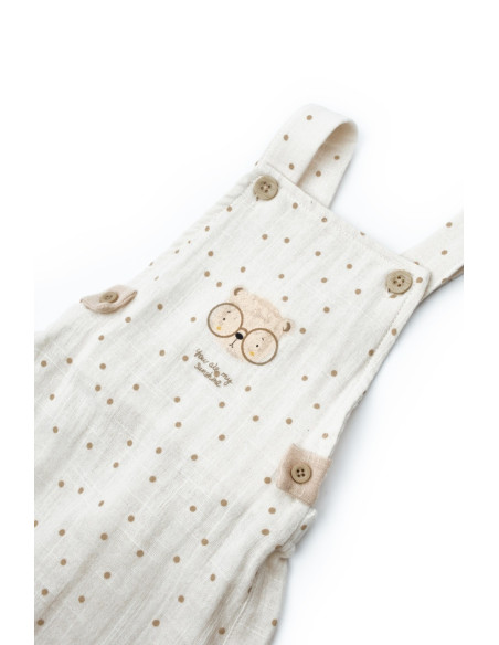 UP-BC-CSYM7106-9,Salopeta cu palariuta TeddyBear, BabyCosy, 100% bumbac organic (Marime: 9-12 luni)