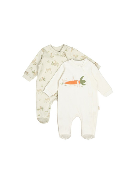 UP-BC-CSY5820-6,Set 2 salopete Rabbit, 100%bumbac organic, BabyCosy (Marime: 6-9 luni)