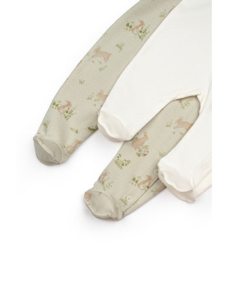 UP-BC-CSY5820-6,Set 2 salopete Rabbit, 100%bumbac organic, BabyCosy (Marime: 6-9 luni)
