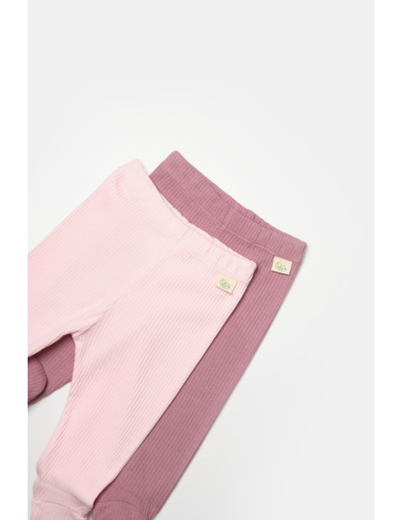 UP-BC-CSYB9027-6,Set 2 pantaloni cu botosei Bamboo, roz, BabyCosy, 50%bumbac+50% bambus (Marime: 6-9 luni)