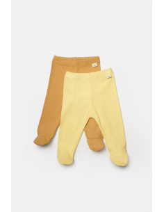 UP-BC-CSYB9028-3,Set 2 pantaloni cu botosei Bamboo, galben, BabyCosy, 50%bumbac+50% bambus (Marime: 3-6 Luni) 2