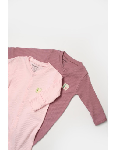 UP-BC-CSYB9033-0,Set 2 salopete lungi Bamboo, roz, BabyCosy, 50%bumbac+50% bambus (Marime: 0-3 Luni)