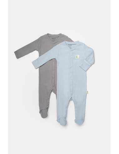 UP-BC-CSYB9035-3,Set 2 salopete lungi Bamboo, blue, BabyCosy, 50%bumbac+50% bambus (Marime: 3-6 Luni)